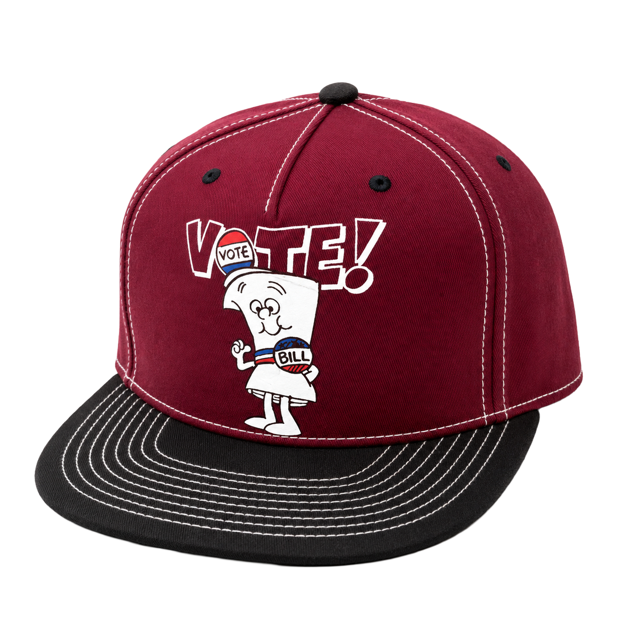 SCHOOLHOUSE ROCK LETTER VOTE SNAPBACK HAT BURGUNDY/BLACK