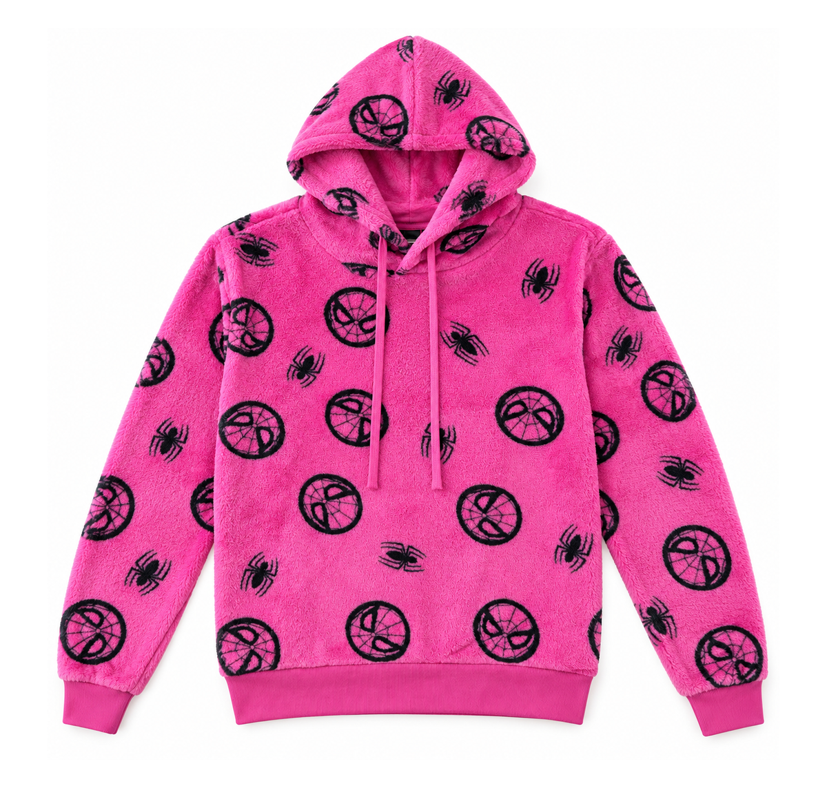 JUNIORS MARVEL SPIDERMAN SHERPA HOODIE PINK