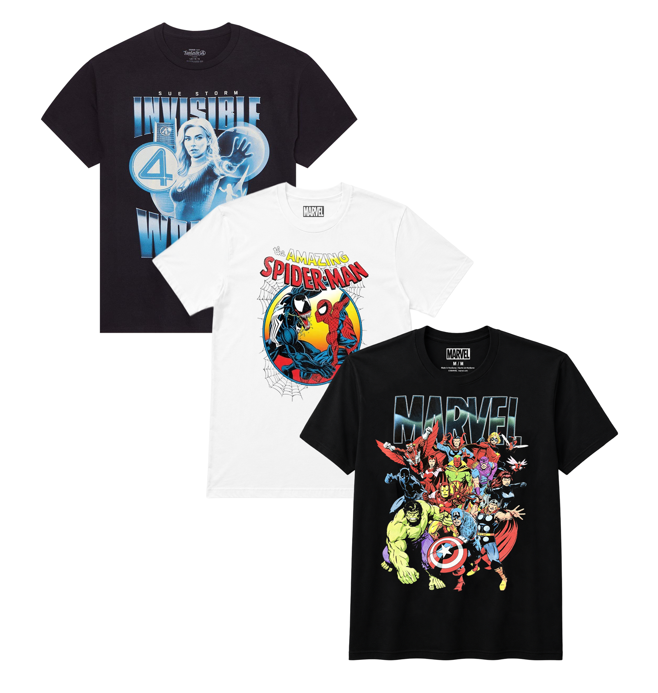 ASSORTED MARVEL COMICS T-SHIRTS MULTI