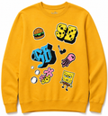 SPONGEBOB SQUAREPANTS STICKERS & BUTTONS CREWNECK GOLD
