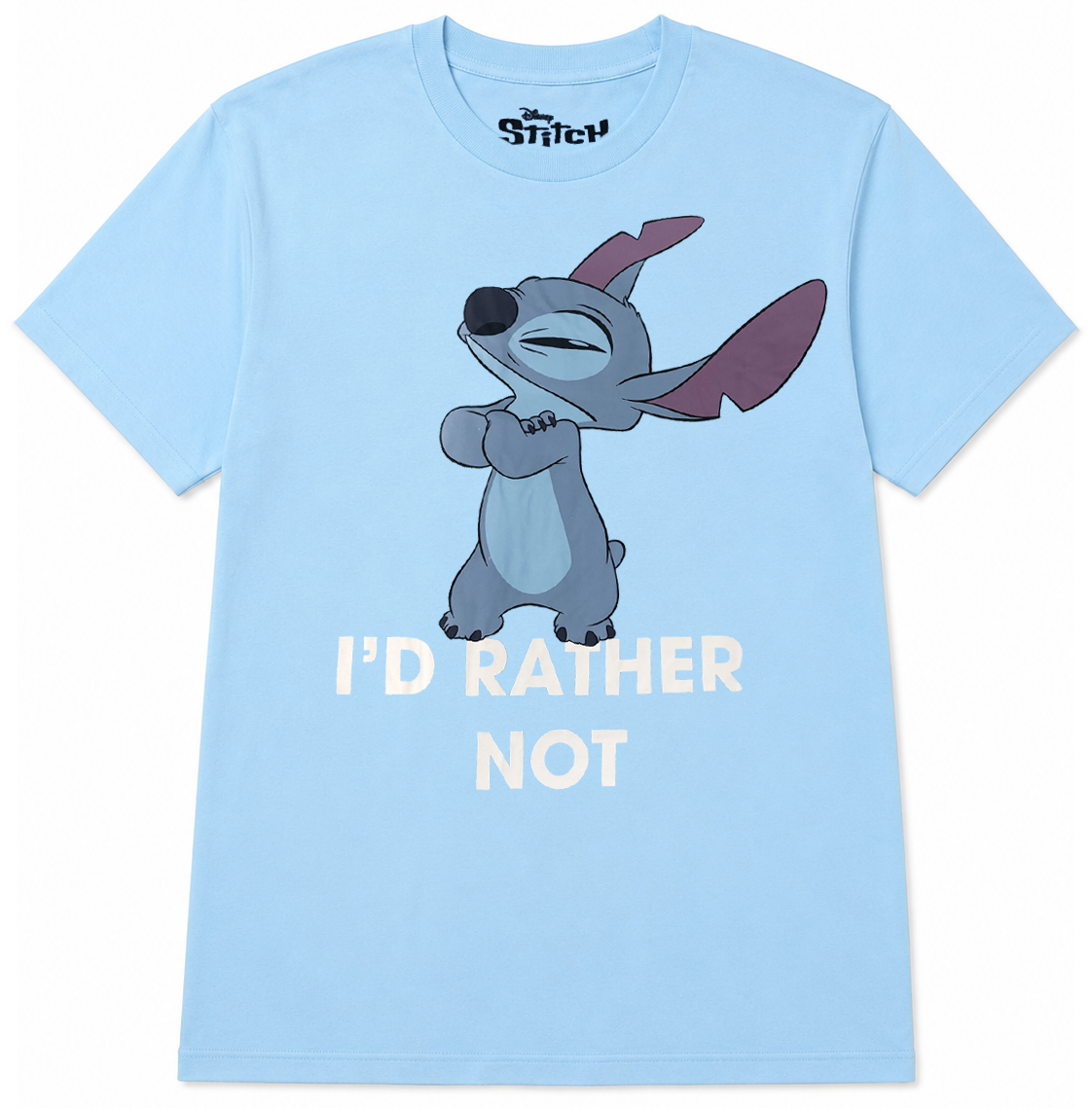 DISNEY LILO & STITCH ID RATHER NOT T-SHIRT BLUE